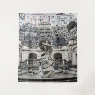 fontein met Neptunstandbeeld in Praag Wandkleed