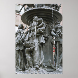 Fontein van de Deugden in Neurenberg Poster