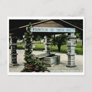 Fontein van de Jeugd, St. Augustine, FL Oud model Briefkaart