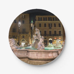 Fontein van Neptunus in het Piazza Navona - Rome Papieren Bordje