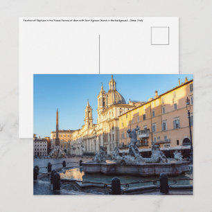 Fontein van Neptunus op het Piazza Navona - Rome Briefkaart