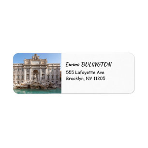 Fontein van Trevi vroeg in de ochtend - Rome, Ital Etiket