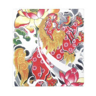 Foo Dog & Lotus Tattoo Design Notitieblok