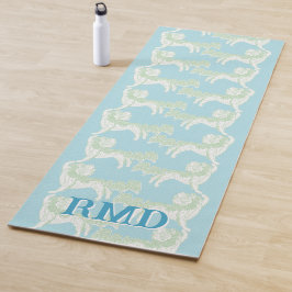 Foo Dog Waltz in Green and Aqua Personalized Yogamat