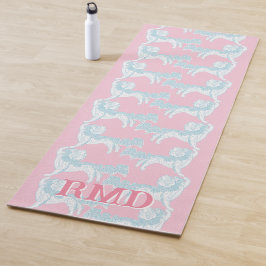 Foo Dog Waltz in Pink and Aqua Personalized Yogamat
