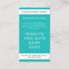 Food Allergy Alert Persoonlijke Chef Kaart Visitekaartje