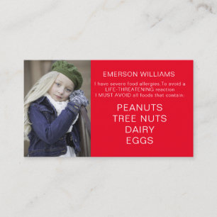 Food Allergy Alert Persoonlijke Chef Playdate Kaar Visitekaartje