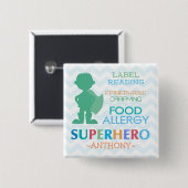 Food Allergy Alert Superheld Boy Button (Voorkant /achterkant)