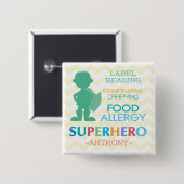 Food Allergy Alert Superheld Boy Button (Voorkant /achterkant)