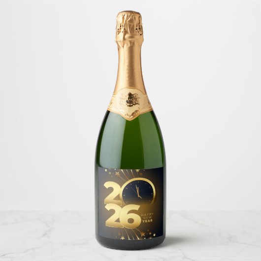 Food and Beverage Label Set-Happy New Year 2026 Sparkling Wijnetiket (Voorkant)