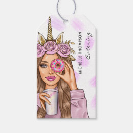 Food Catering Whimsical Pink Unicorn Lady Cadeaulabel