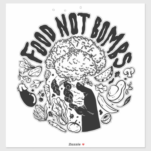 Food Not Bombs glossy sticker (Vel)