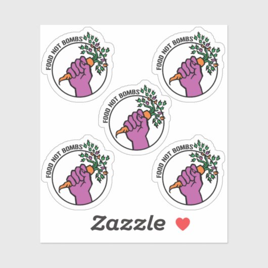Food Not Bombs logo sticker pack w/text (Vel)