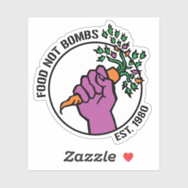 Food Not Bombs logo w/text & year Sticker