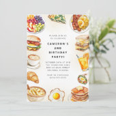 Food Party Watercolor Birthday Invitation (Debout devant)