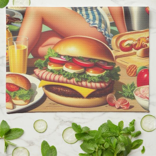 Food Pin-up Illustratie Theedoek (Gevouwen)