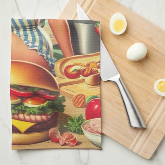 Food Pin-up Illustratie Theedoek (Quarter Fold)