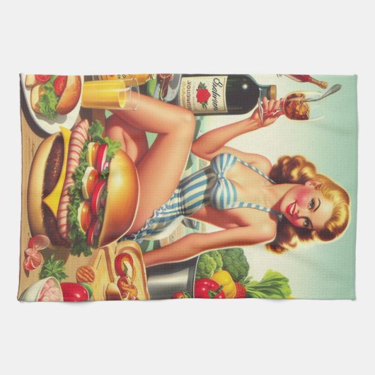 Food Pin-up Illustratie Theedoek (Horizontaal)