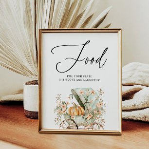 Food Station Herfst Little Pumpkin Baby shower Poster