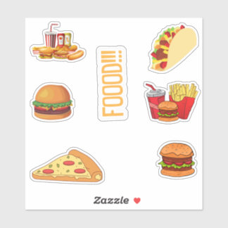 Food Stickers Pack, Cute Fast Food Stickers