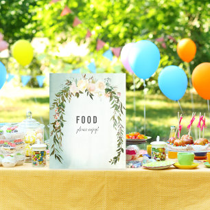 Food Table Green White Rose Baby Sprinkle Shower Poster