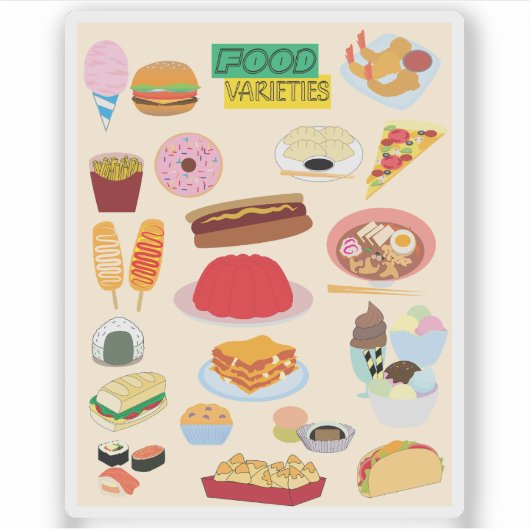 Food Varieties Sticker (Voorkant)