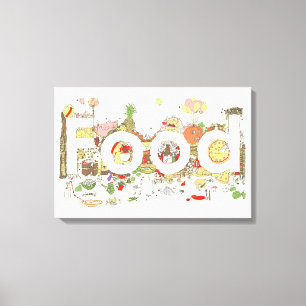 Food Word Art Slogan Funny Foodie Typografie Humor Canvas Afdruk