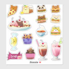 Foodie beren - medium sticker set