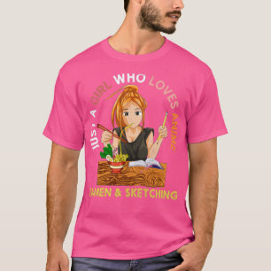 Foodie Ramen Noodles Japan Otaku Sketching Anime T-shirt