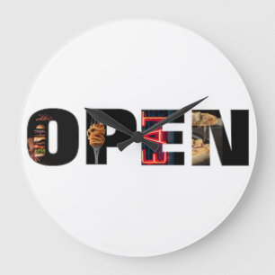 Foodies Open Sign Wall Clock Grote Klok