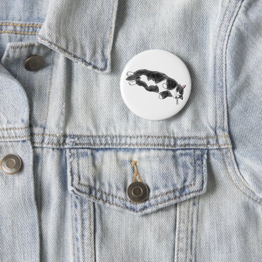 FooFooCat: Lazy Jumbo Tuxedo Cat Ronde Button 5,7 Cm (In situ)