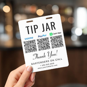 Fooienpotje Venmo PayPal CashApp QR-codes Fooien g Badge