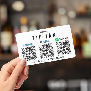 Fooienpotje Venmo PayPal CashApp QR-codes Fooien g Badge