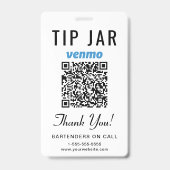 Fooienpotje Venmo PayPal QR Code Digitale Fooien Badge (Voorzijde)