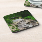 Foot Bridge over Rocky Stream en Abstracte Herfste Drankjes Onderzetter (Linkerzijde)