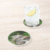 Foot Bridge over Rocky Stream en Abstracte Herfste Zandsteen Onderzetter (Zijkant)