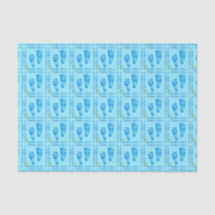 Foot Prints Baby Boy Blue-Tissue Wrapping Paper Tissuepapier
