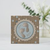 Foot Prints Boy Baby shower Invitation Square Kaart (Staand voorkant)