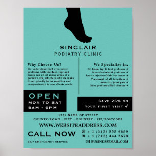 Foot Silhouette, Podiatry Clinic, Podiatrist Poster