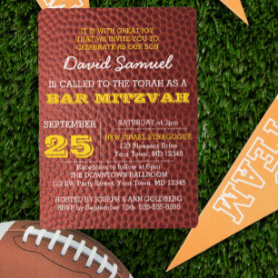 Footbal Gold Bar Mitzvah Invitation