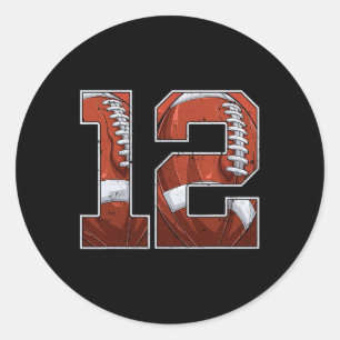 Football 12e geboorte jongen twaalf jaar oud Bda Ronde Sticker