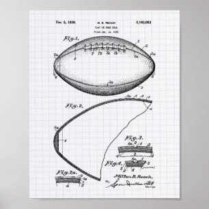 Football 1939 Kunst octrooi - Lijnenpoer Poster