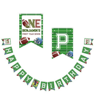 Football 1e jaar down Birthday Vlaggetjes