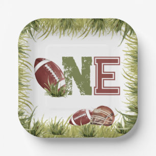 Football 1e jaar down Football verjaardagsfeestje Papieren Bordje