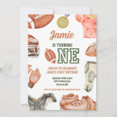 Football 1e Verjaardagsjongens Waterverf Kaart (Voorkant)