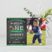 Football 1er Anniversaire Photo Invitation Black (Debout devant)