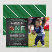 Football 1er Anniversaire Photo Invitation Black (Devant / Derrière)