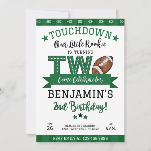 Football 2e anniversaire Invitation blanche (Devant)