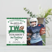 Football 2e anniversaire Photo Invitation Blanc (Debout devant)