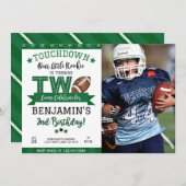 Football 2e anniversaire Photo Invitation Blanc (Devant / Derrière)